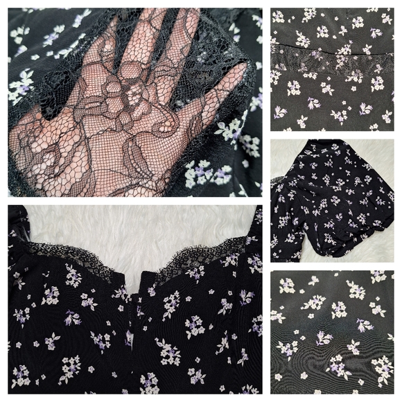 Forever 21 Plus Black Floral Lace Maxi Dress Size 0X - Picture 10 of 15